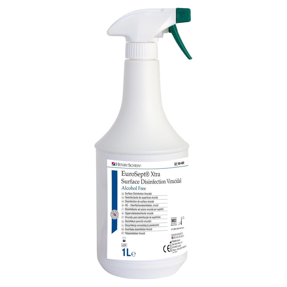 EUROSEPT XTRA SURFACE DISINFECTION VIRUCIDAL PRIVO DI ALCOL - Flacone da 1 litro con erogatore