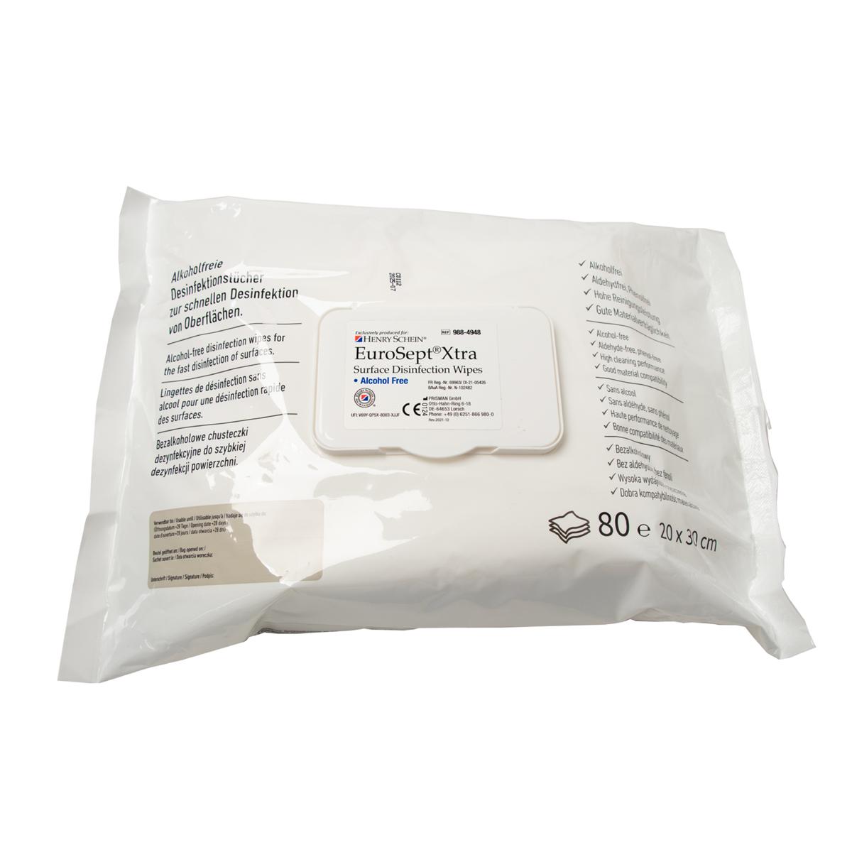 EUROSEPT XTRA SURFACE DISINFECTION WIPES PRIVE DI ALCOL - Flow pack - Busta da 80 salviette