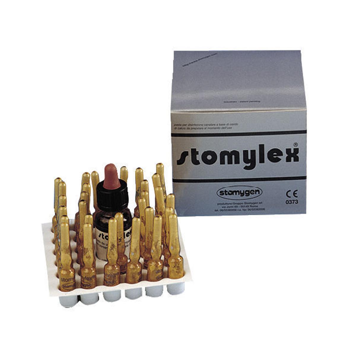 STOMYLEX - Confezione: 30 fiale di polvere 200 mg cad. (per 60 medicazioni), liquido da 10 ml ed accessori