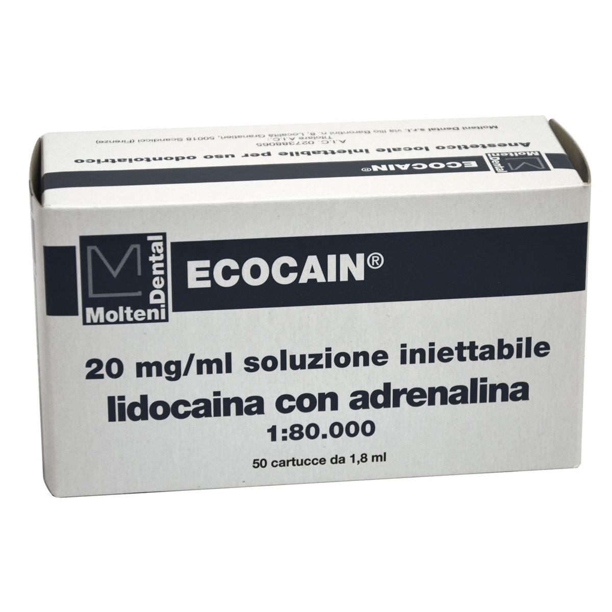 ECOCAIN - Lidocaina - (A.I.C. nr. 027388065) 20 mg/ml con ADRENALINA 1:80.000