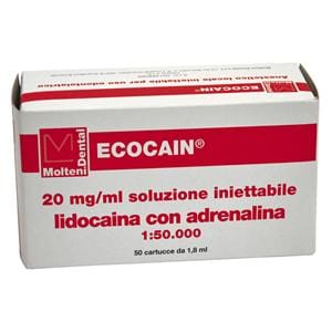 ECOCAIN - Lidocaina - (A.I.C. nr. 027388089) 20 mg/ml con ADRENALINA 1:50.000