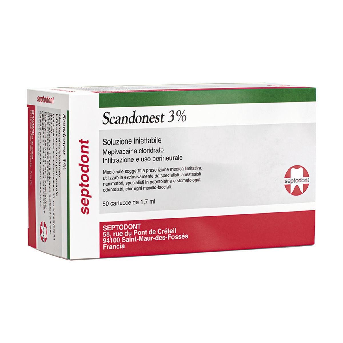 SCANDONEST - (A.I.C. nr. 028527012) MEPIVACAINA CLORIDRATO al 3% verde