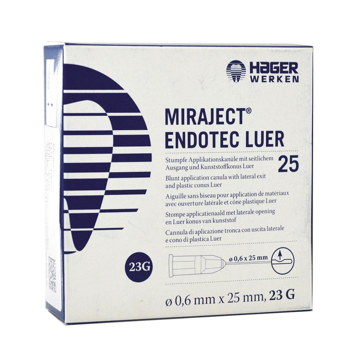 AGHI MIRAJECT ENDOTEC LUER - 23 G (Ø 0,6 x 25 mm) - azzurro