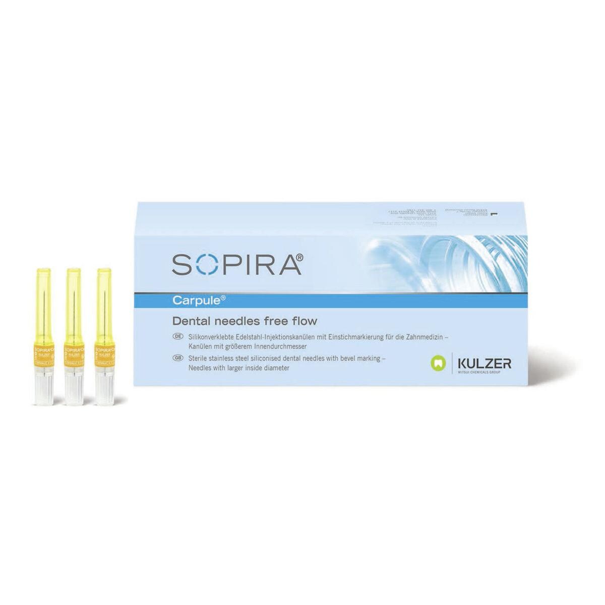 SOPIRA CARPULE FREE FLOW AGHI 30 G Ø 0,3 mm - Lunghezza 25 mm, giallo