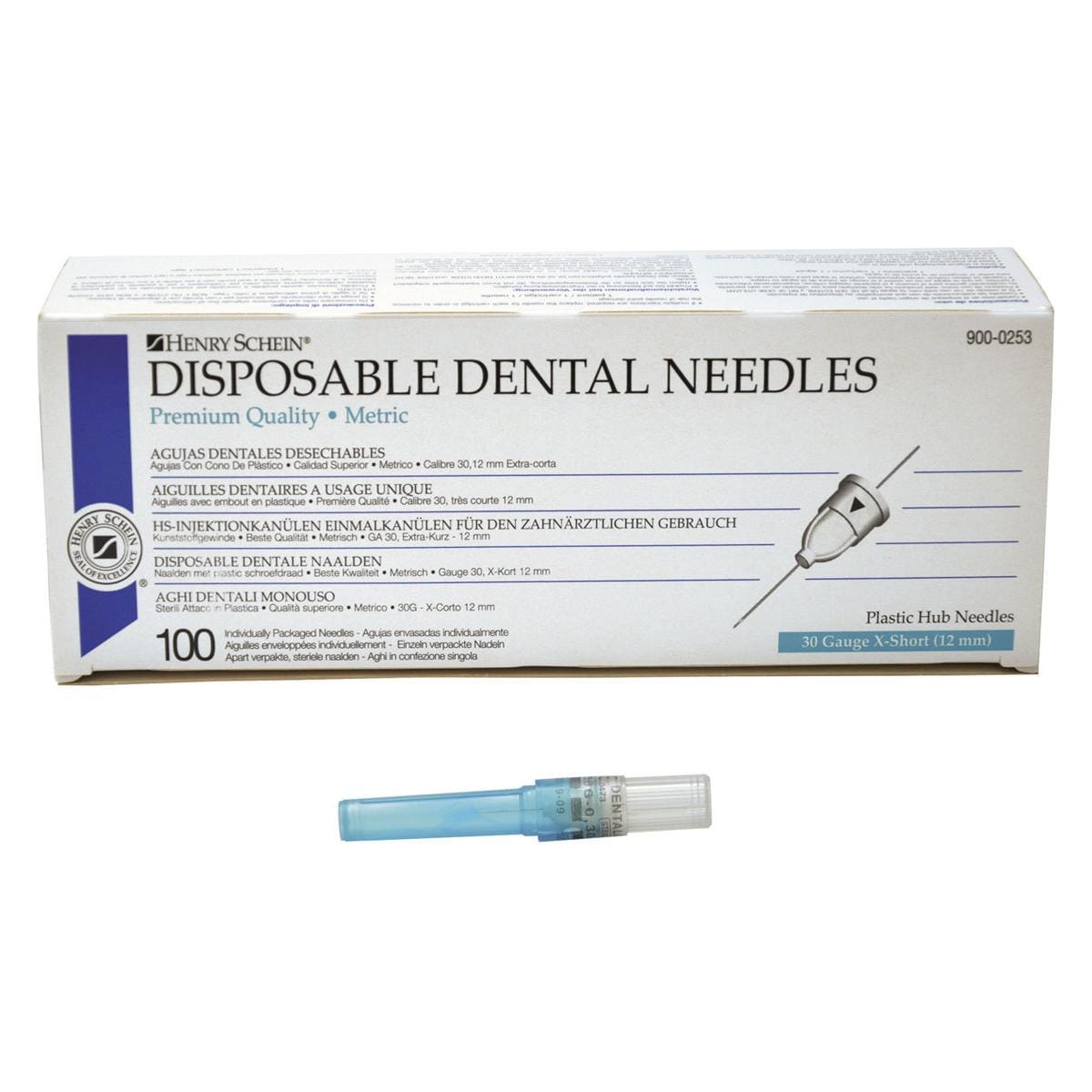 DISPOSABLE DENTAL NEEDLES 30 G Ø 0,3 mm - Lunghezza 12 mm, per anestesia intraligamentare, blu