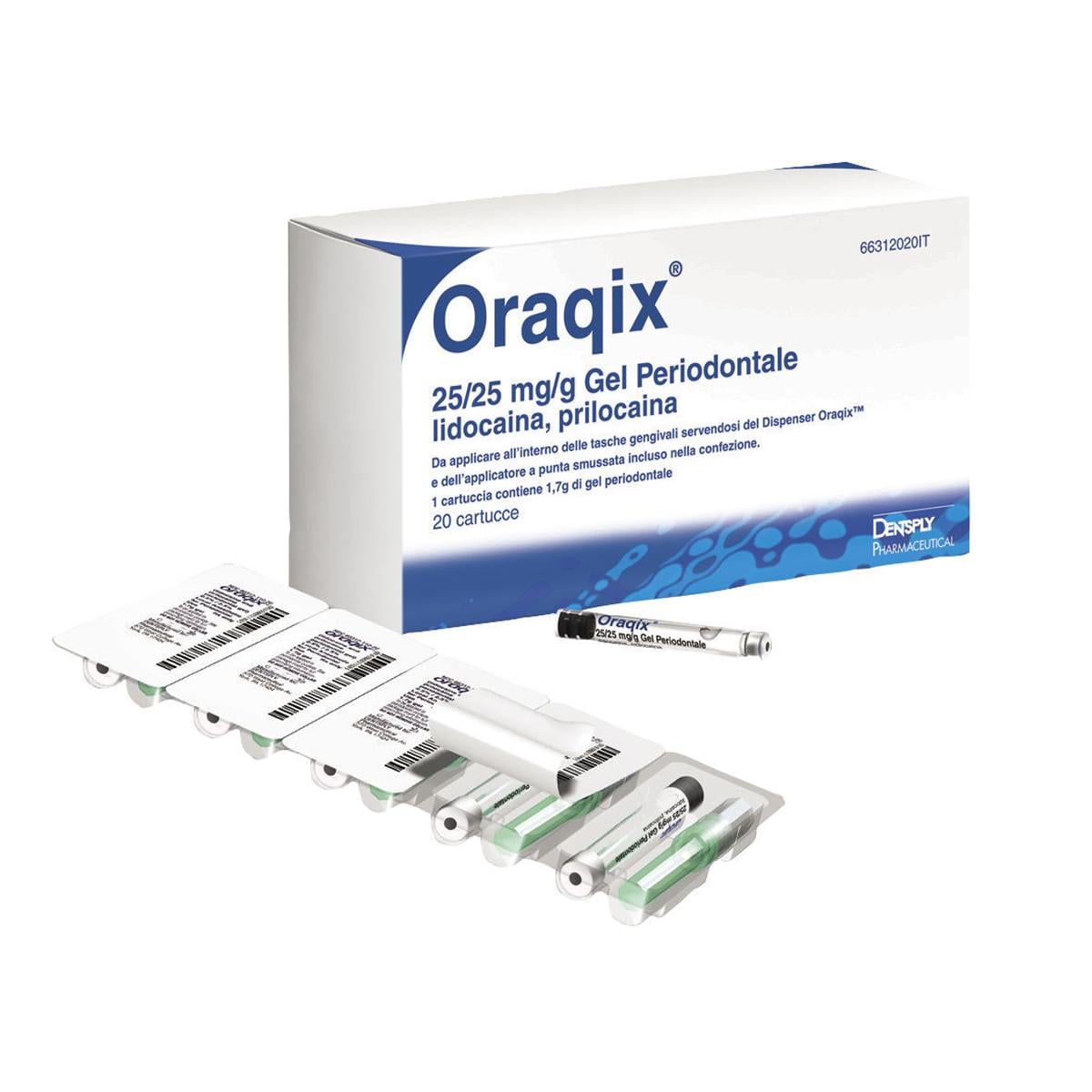 ORAQIX - Confezione: 20 cartucce da 1,7 g cad.+ 20 puntali applicatori a punta smussa (blisterati)