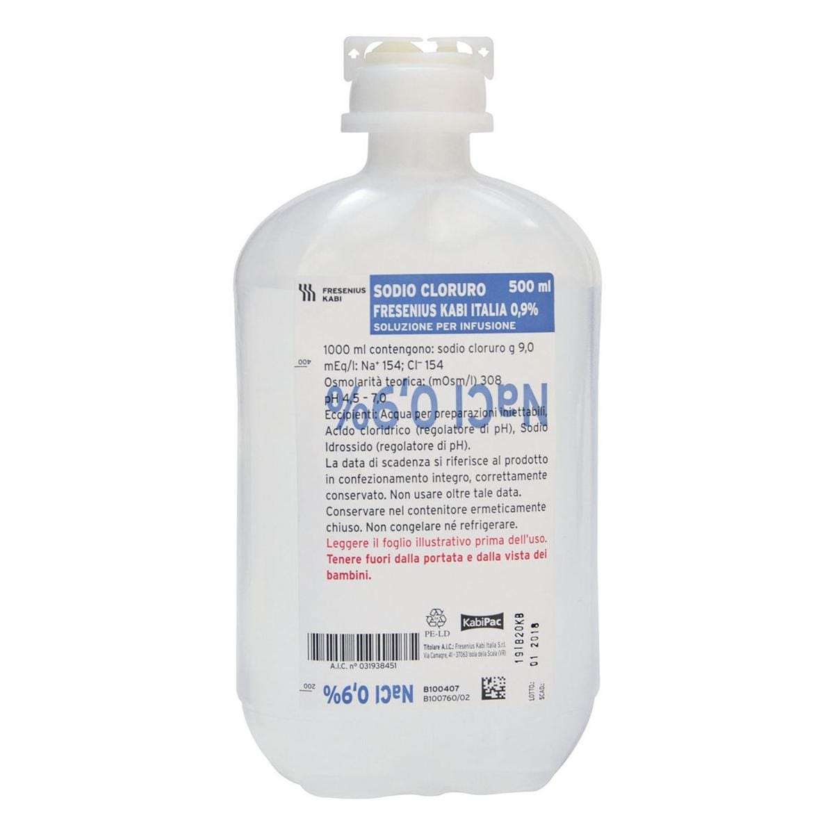 SODIO CLORURO 0,9 Cartone da 20 flaconi da 500 ml cad. Henry