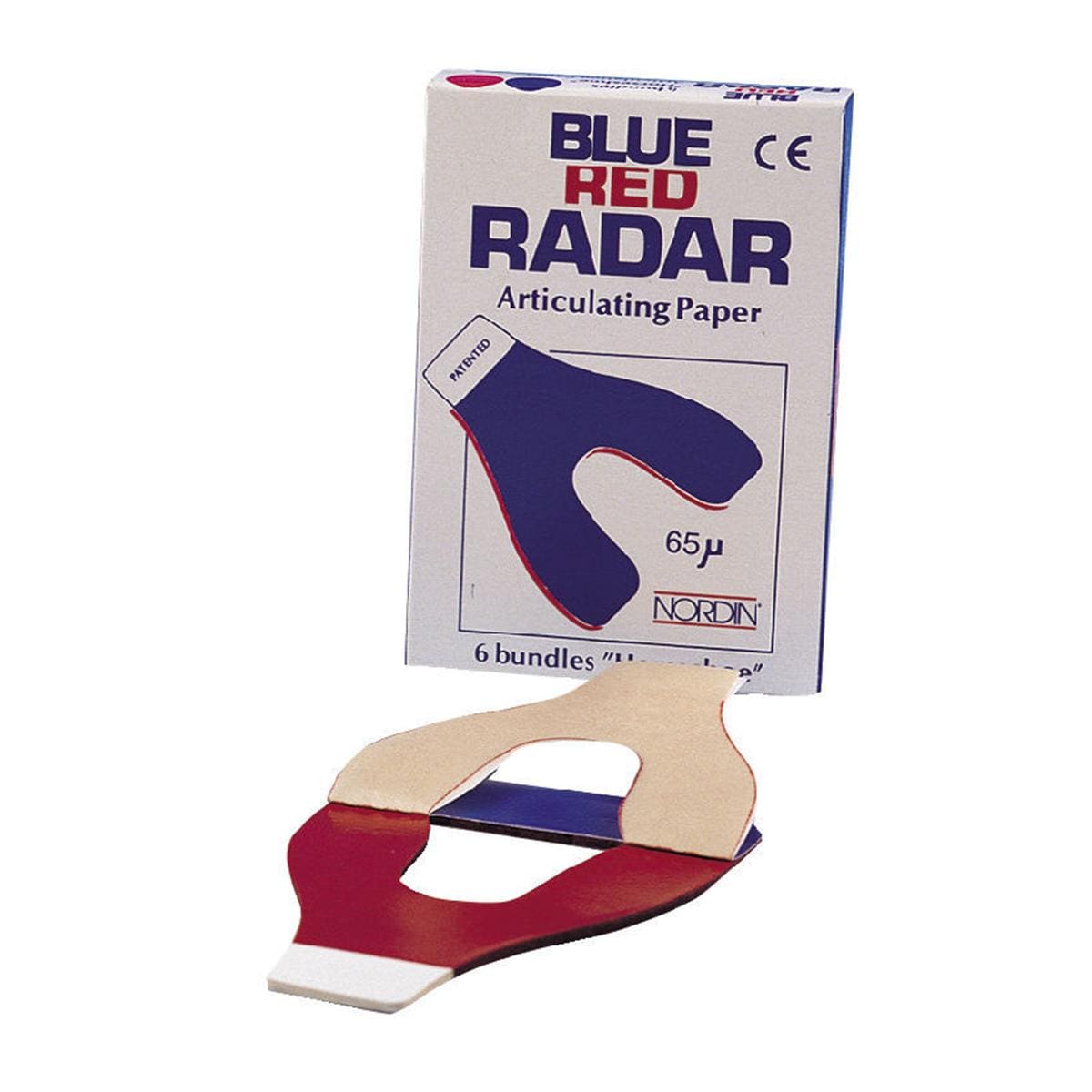 CARTA PER ARTICOLAZIONE - 65 &#181; - colore blu/rosso - a ferro di cavallo - 6 libretti da 12 strisce cad.