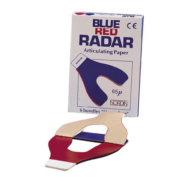 CARTA PER ARTICOLAZIONE - 65 &#181; - colore blu/rosso - a ferro di cavallo - 6 libretti da 12 strisce cad.