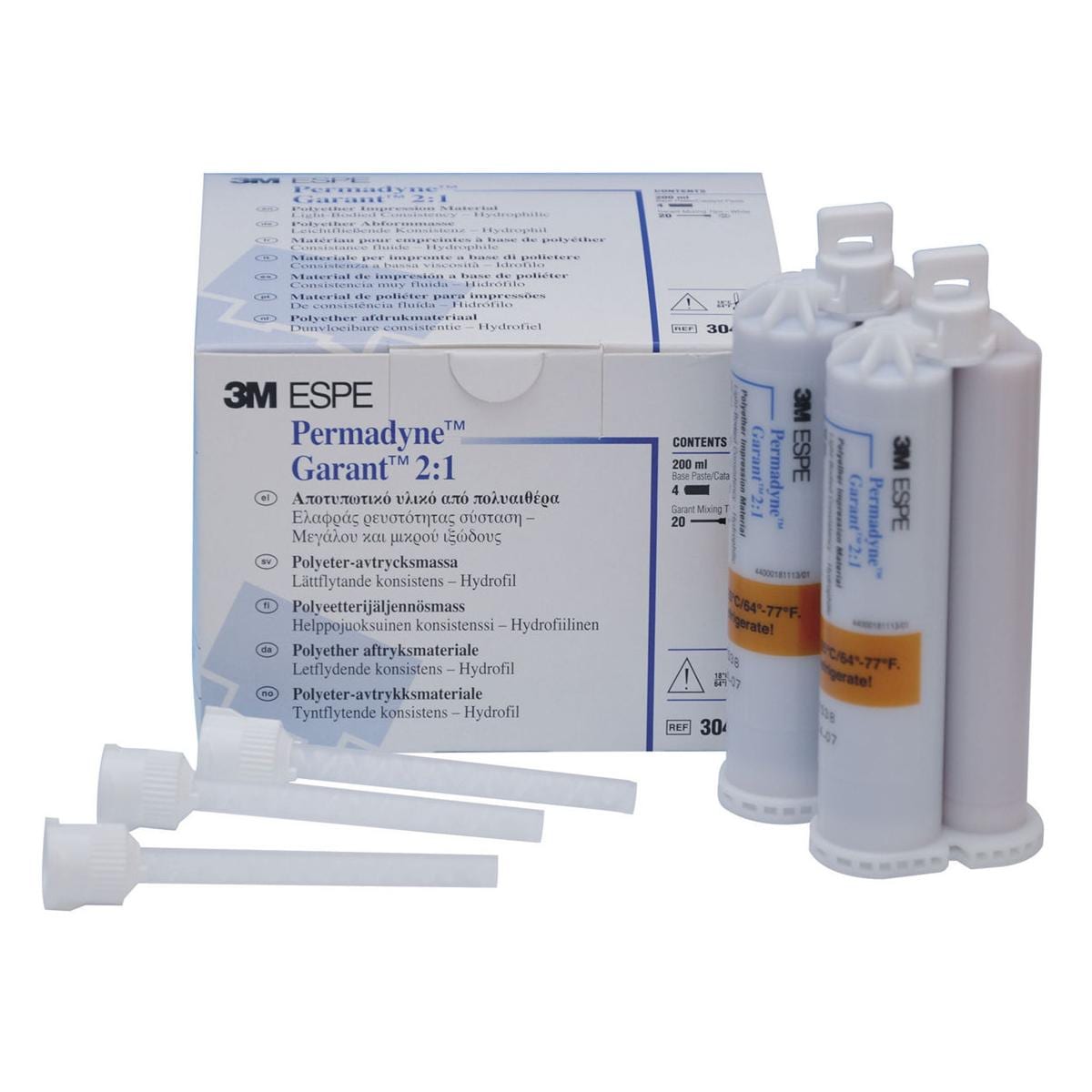 PERMADYNE GARANT (bassa viscosità) - Confezione: 4 cartucce da 50 ml cad. + 20 puntali bianchi