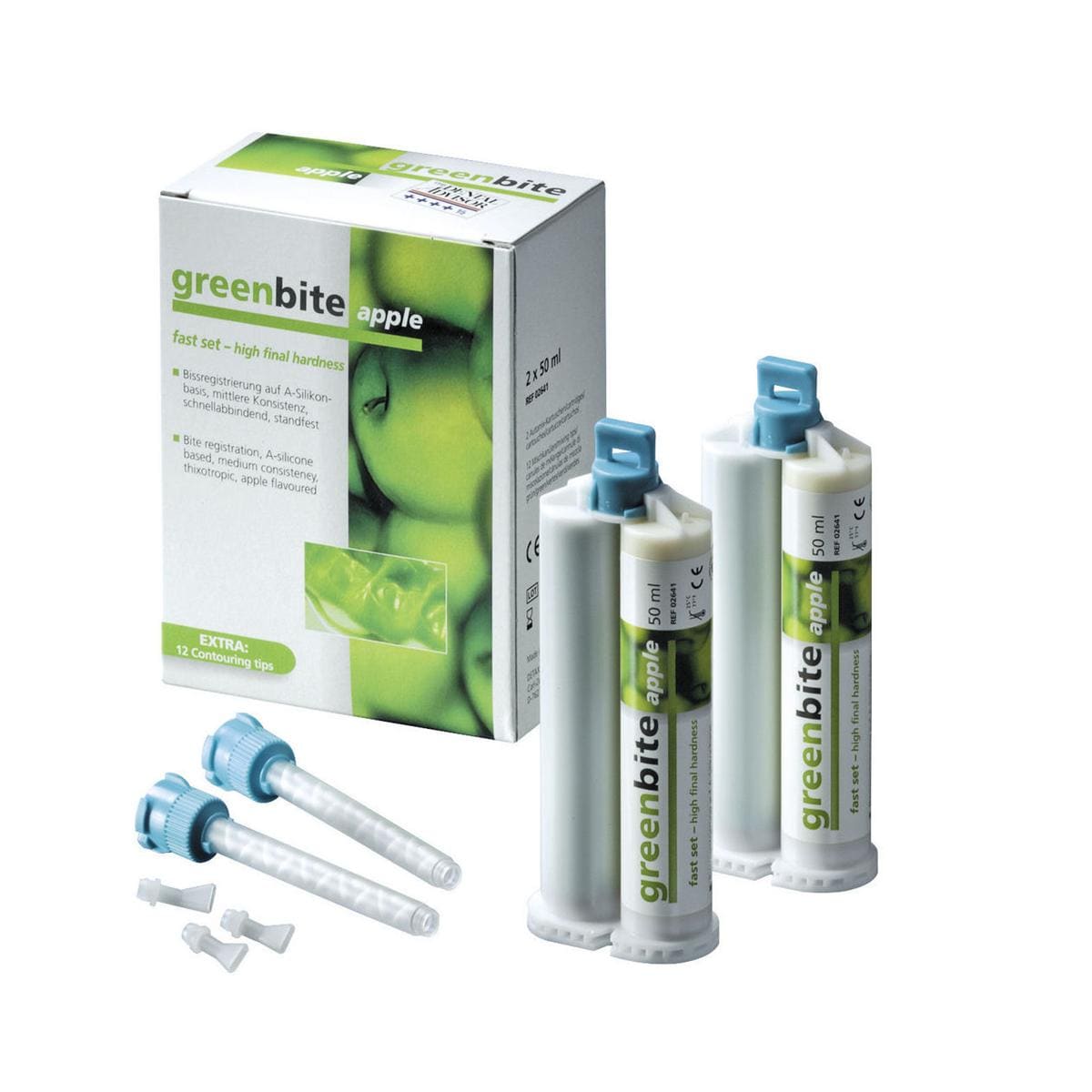 GREENBITE APPLE (PER MISCELAZIONE MANUALE) - Confezione: 2 x 50 ml cad. + 12 puntali + 12 terminali piatti (ugelli)