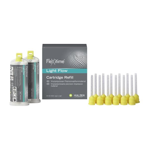 FLEXITIME RICAMBI (PER MISCELAZIONE MANUALE) - LIGHT FLOW (bassa viscosità) - 2 cartucce da 50 ml cad. e 12 puntali gialli