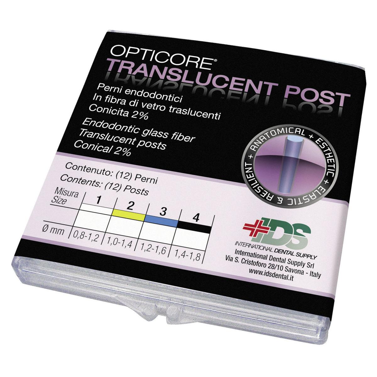 OPTICORE TRANSLUCENT POST PERNI - Misura 1 Ø min/max mm 0,8/1,2