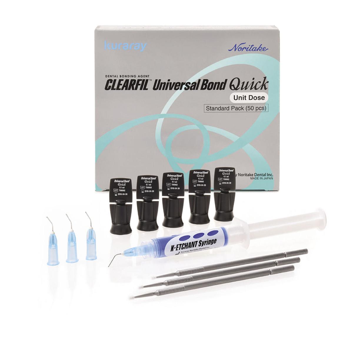 CLEARFIL UNIVERSAL BOND QUICK KIT - Kit 50 unidose da 0,1 ml cad., K-Etchant da 3 ml, 50 pennellini, 20 puntali