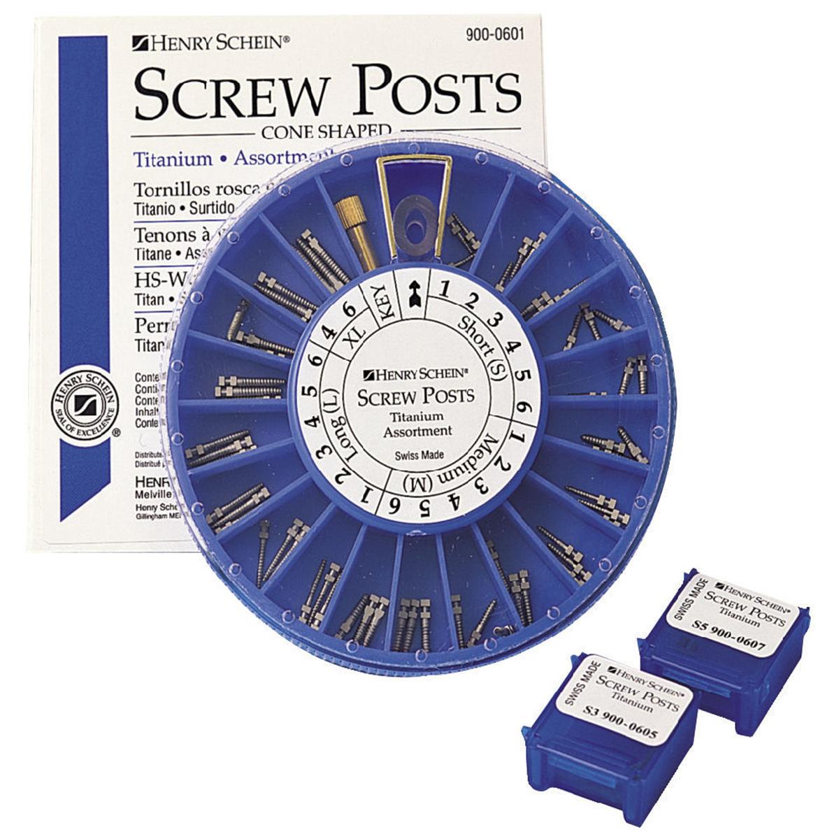 SCREW POSTS IN TITANIO ASSORTIMENTO - 60 viti + 1 cacciavite tubolare