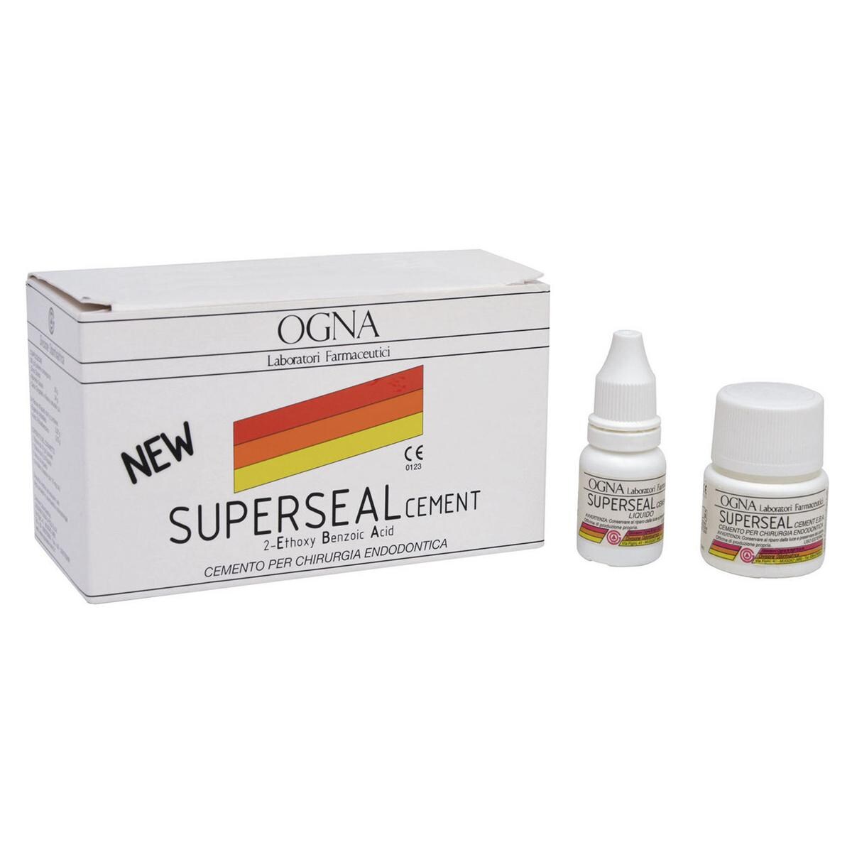 SUPERSEAL CEMENT - Confezione: 1 flacone di polvere da 10 g + 1 flacone di liquido da 6 g ed accessori