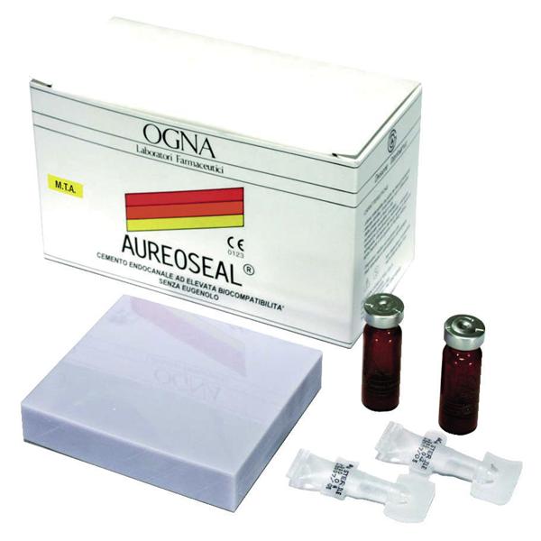 AUREOSEAL M.T.A. - Confezione da 2 g: 5 flaconcini monodose di polvere da 0,40 g cad., 5 contenitori di acqua distillata sterile