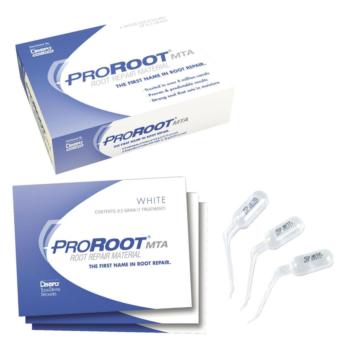 PROROOT MTA - Confezione da 2 g: 4 bustine da 0,5 g cad. + 5 ampolle di acqua da 0,18 g cad.
