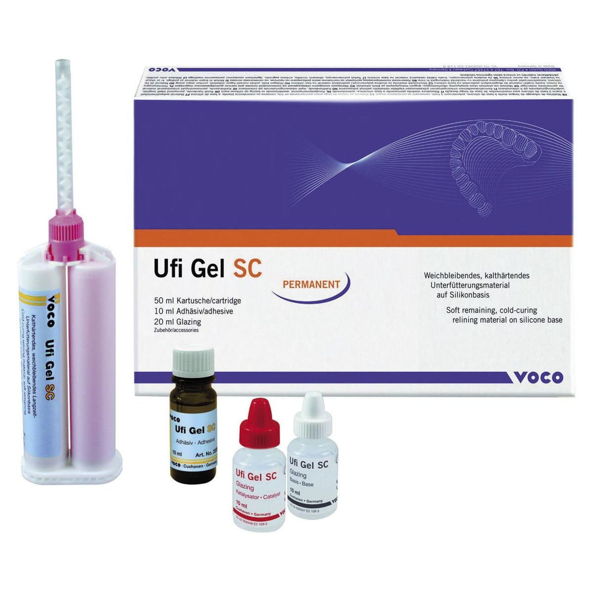 UFI GEL SC KIT - Confezione contenente: 1 cartuccia da 50 ml, adesivo da 10 ml, Glazing base da 10 ml, catalizzatore da 10 ml, 1
