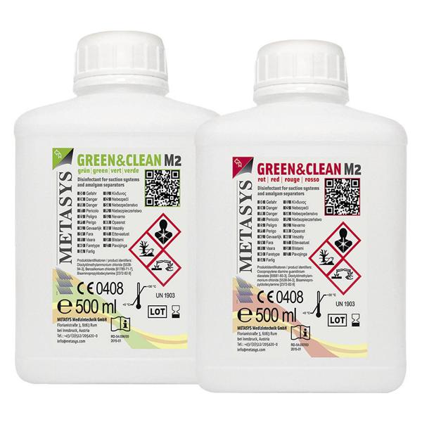 GREEN & CLEAN M2 - Ricambio: 2 flaconi da 500 ml cad. (rosso + verde)
