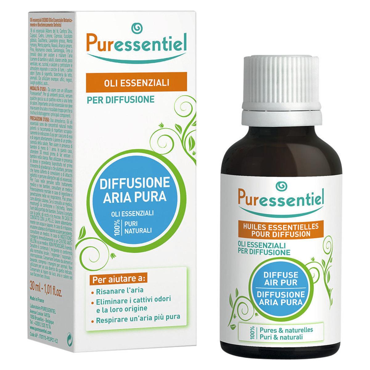 OLI ESSENZIALI 100 % PER DIFFUSIONE - ESSENZA ARIA PURA - aiuta ad eliminare i cattivi odori e limita le fonti di allergie