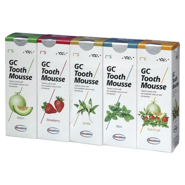 TOOTH MOUSSE - 5 tubi da 40 g cad. (menta, fragola, melone, vaniglia e tuttifrutti)