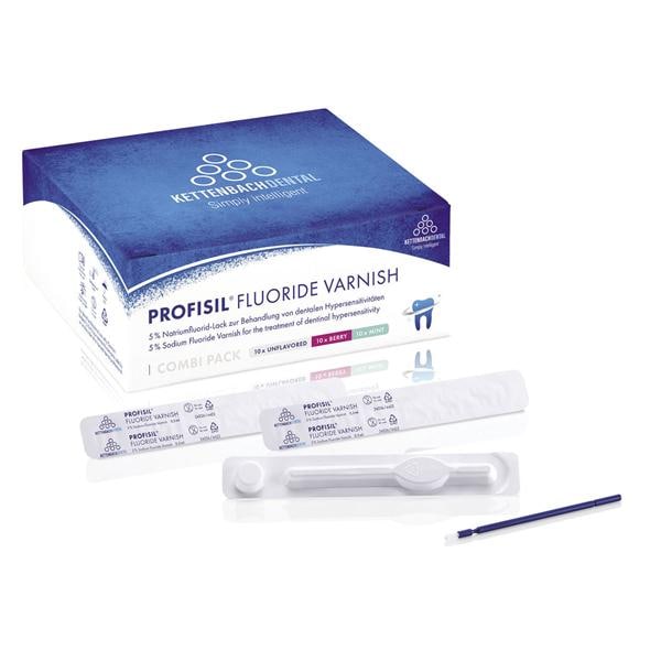 PROFISIL FLUORIDE VARNISH ASSORTIMENTO - Combi pack: 10 x 0,5 ml cad. nei gusti Menta, Frutti di bosco, Neutro