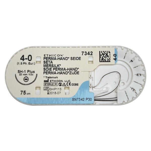 SUTURE SETA - AGO TAPERCUT CORPO CILINDRICO PUNTA TAGLIENTE - FILO CM 75 - K 942 H - V-4 3/8 cerchio - 4/0 (1,5) mm 17 - 36 pz.