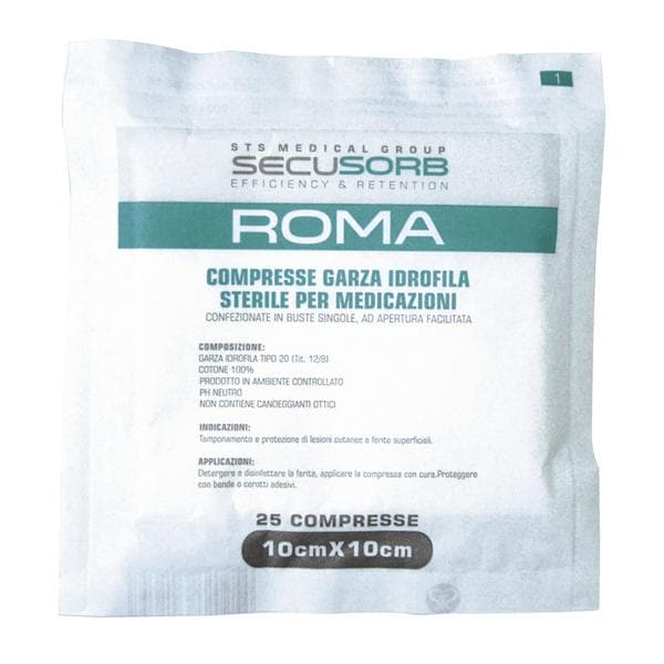 COMPRESSE DI GARZA - Misura cm 10X10 - Sterili - Confezione da 10 buste da 25 garze cad. (ad Esaurimento)