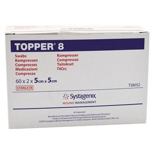 COMPRESSE IN TNT TOPPER 8 - Misura cm 5X5 - Sterili: Box da 60 buste da 2 pz. cad.