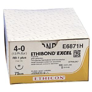 SUTURE ETHIBOND EXCEL - AGO TAPERCUT CORPO CILINDRICO PUNTA TAGLIENTE - FILO CM 75 - E 6942 H - V-4 3/8 cerchio - 4/0 (1,5) mm 1