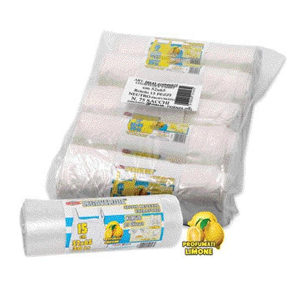 SACCHETTI EXTRAFORTI CON MANIGLIE FISSE - Misura cm 52x65 - Trasparente/limone