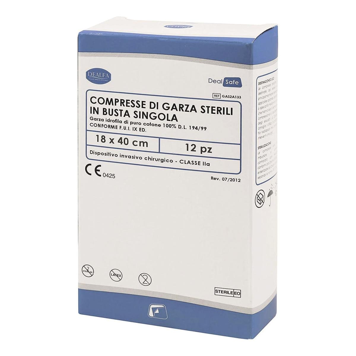 COMPRESSE DI GARZA - Misura cm 18X40 - STERILI - Confezione da 12 pz. in busta singola (ad esaurimento)