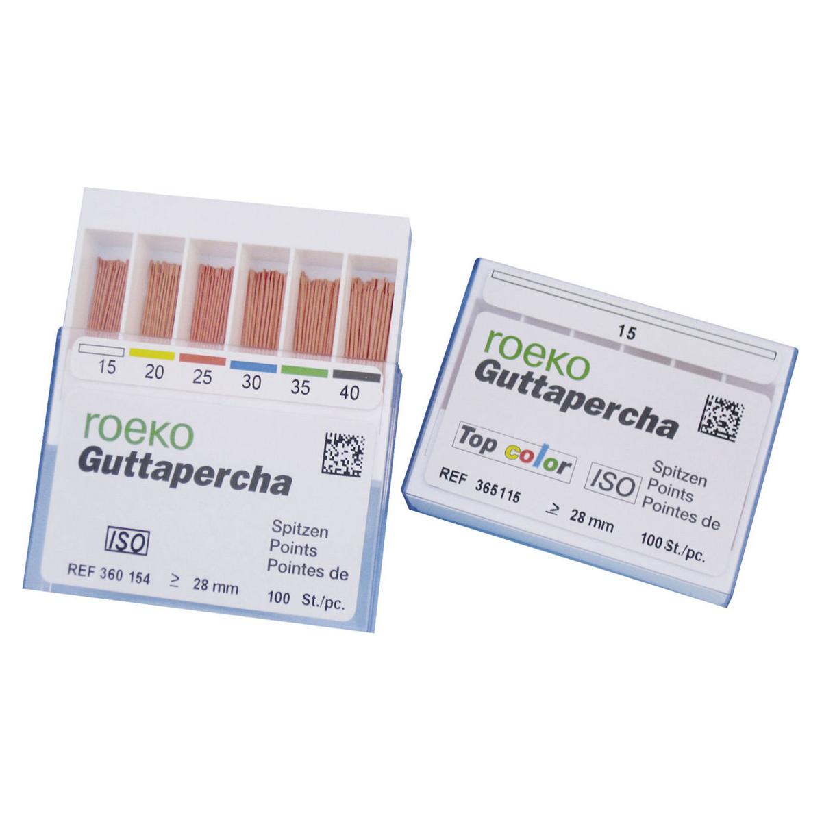 PUNTE DI GUTTAPERCA - ISO 35 - verde - terminale rosa