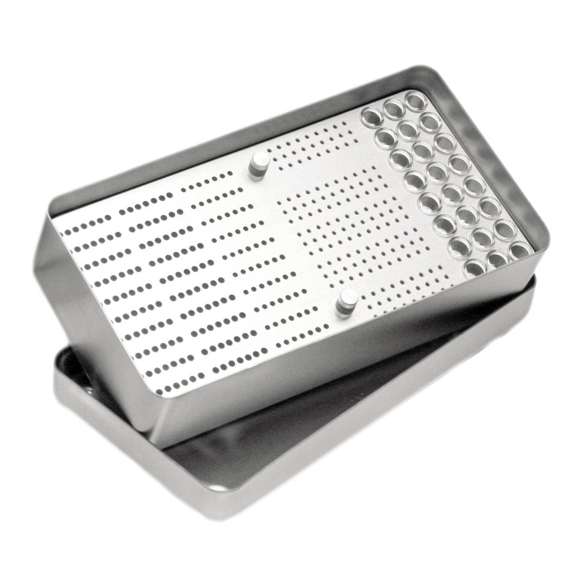 MAXI BOX - Modello composto da un unico tray, per 210 strumenti manuali, 153 meccanici e 21 tubetti in silicone per coni di gutt