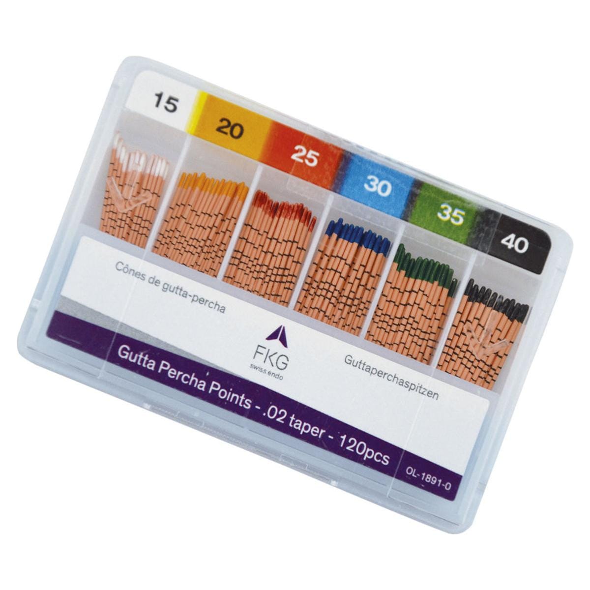 PUNTE DI GUTTAPERCA CONICITA' .02 - ISO 40 - nero