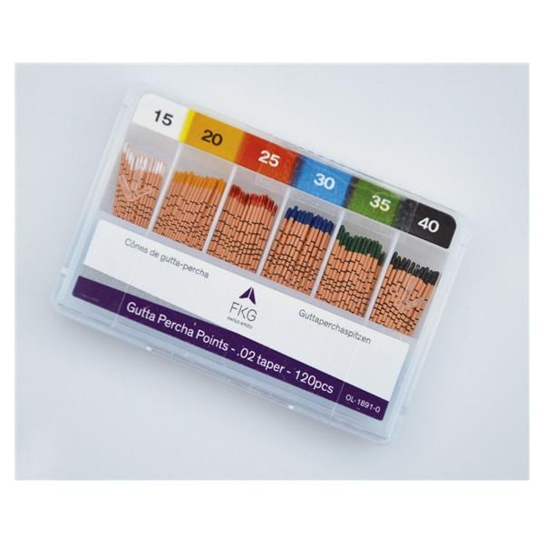 PUNTE DI GUTTAPERCA CONICITA' .02 ASSORTIMENTI - Assortimento 45/80