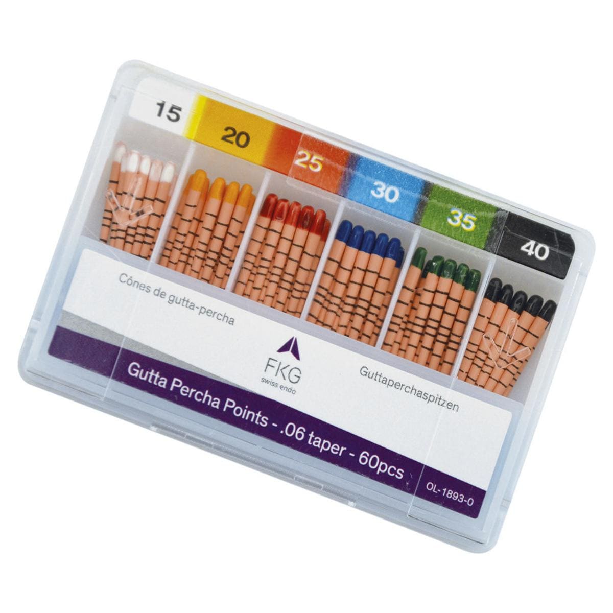 PUNTE DI GUTTAPERCA CONICITA' .06 - ISO 15 - bianco