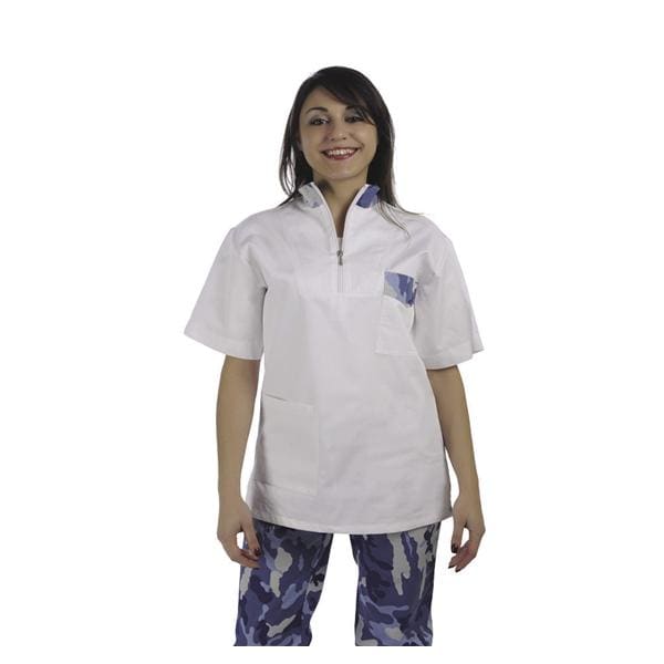 CASACCA HORIZON MANICA CORTA IN GABARDINE - Taglia S - colore bianco/azzurro mimetico