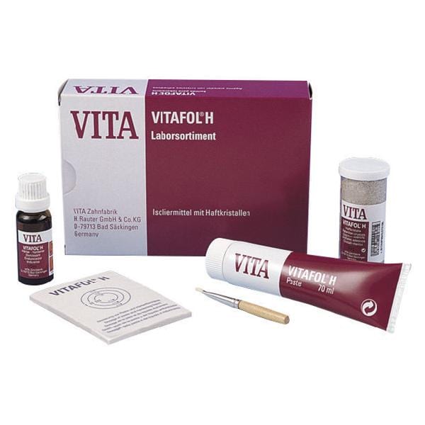 VITAFOL H - Assortimento: pasta 70 ml, liquido indurente 15 ml, cristalli adesivi 80 g, 1 blocco per miscelazione, 1 pennello.
