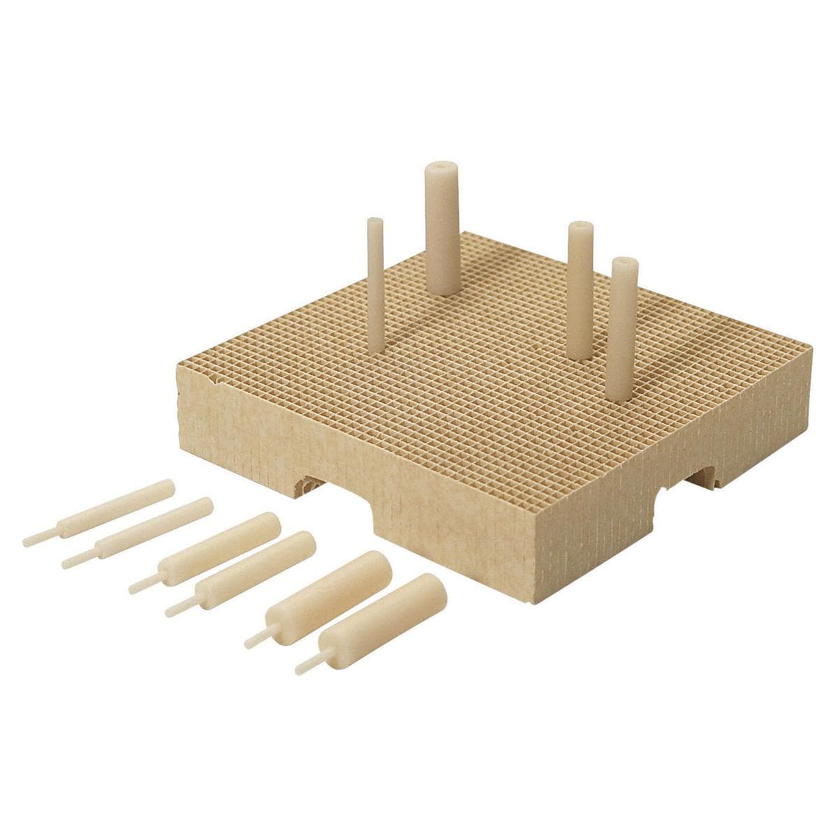SUPPORTI REFRATTARI MESH-TRAY K KIT - Kit contenente: 2 basi a nido d &#39;ape e 10 perni di sostegno in ceramica.