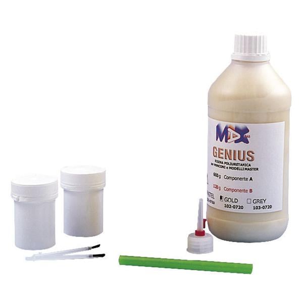 GENIUS - Kit: Confezione: 1 flacone di componente A da 600 g, 1 flacone di componente B da 120 g ed accessori.