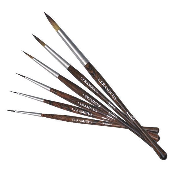 PENNELLI PER CERAMICA CERAMICUS SET - SET da 6 pennelli regular: nr. 1/0, 1, 2, 4, 6, 8.