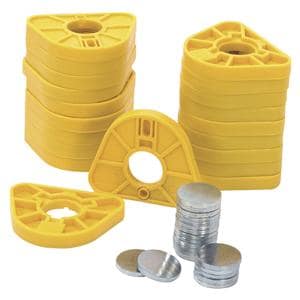 BASI DI MONTAGGIO MAGNETICHE GIALLE - Confezione da 20 pz. + bottoni ritentivi
