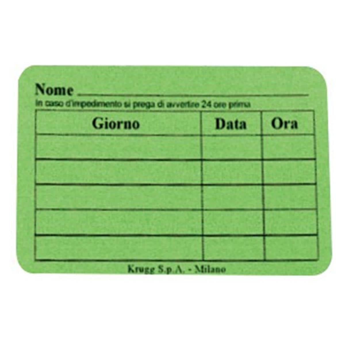 BIGLIETTI PER APPUNTAMENTO - Colore Verde Mela