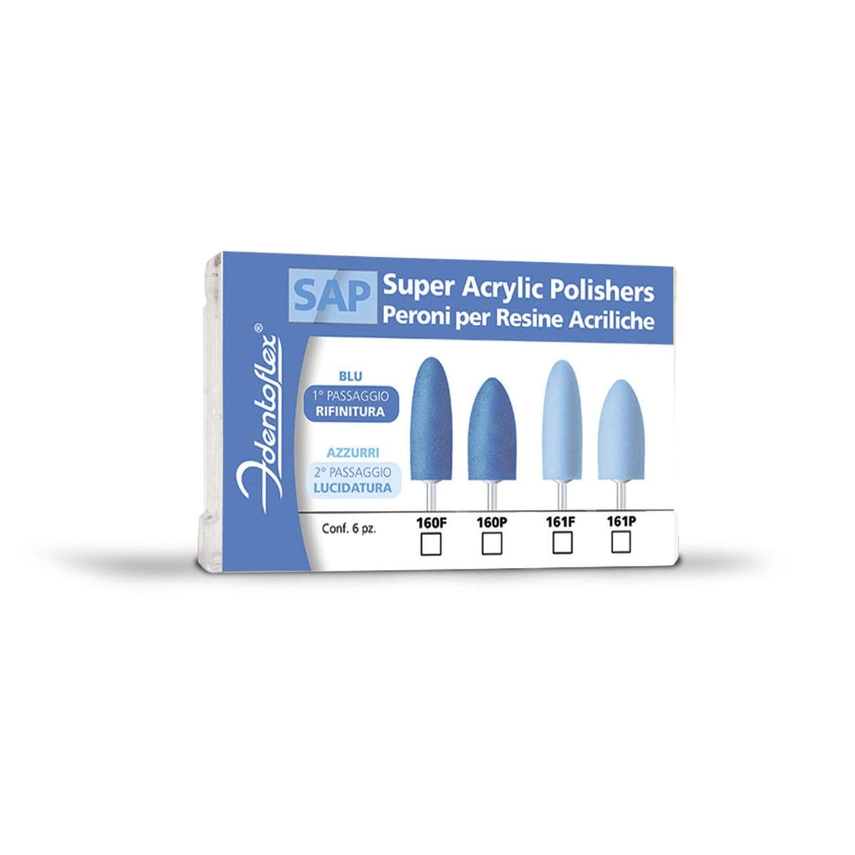 PERONI IN SILICONE SAP (Super Acrylic Polisher) - Fiamma - colore azzurro - 2° passaggio