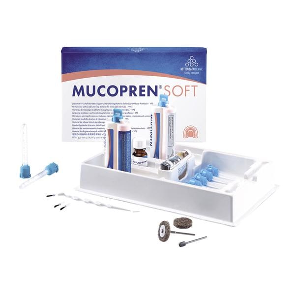 MUCOPREN SOFT KIT - Kit: 1 cartuccia (1:1) + 1 cartuccia di sigillante da 50 ml cad., adesivo da 10 ml, 27 puntali (7 large verd