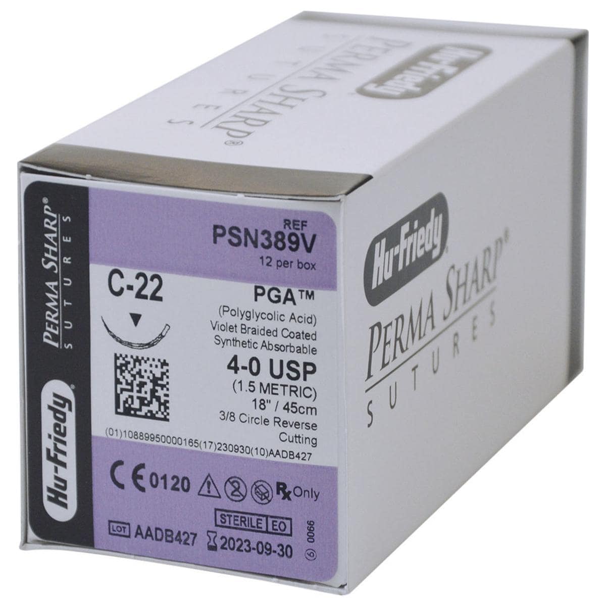SUTURE PGA tinto viola - AGO DORSO TAGLIENTE- Calibro 5/0 - 12 pz - PSN388V - AGO DORSO TAGLIENTE - C-22 - 3/8 cerchio mm 16,2