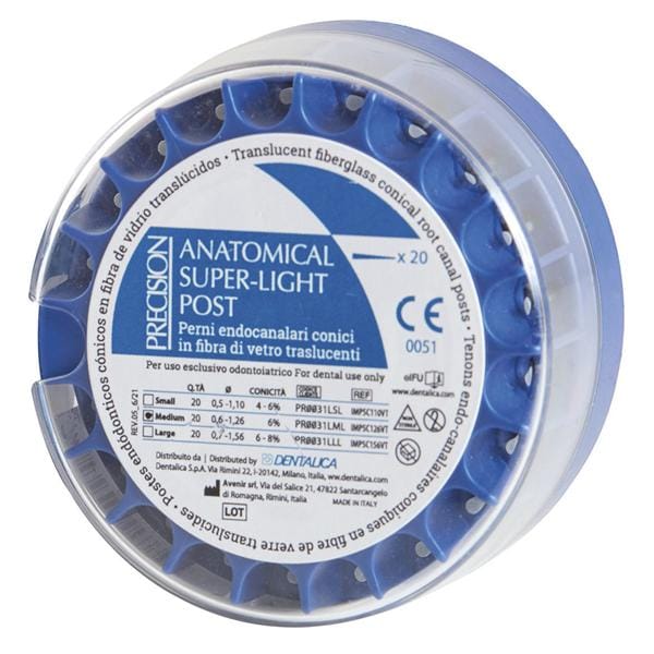 ANATOMICAL SUPER-LIGHT POST 20 PERNI - Small conicità 4/6% - Ø min/max mm 0,5/1,1