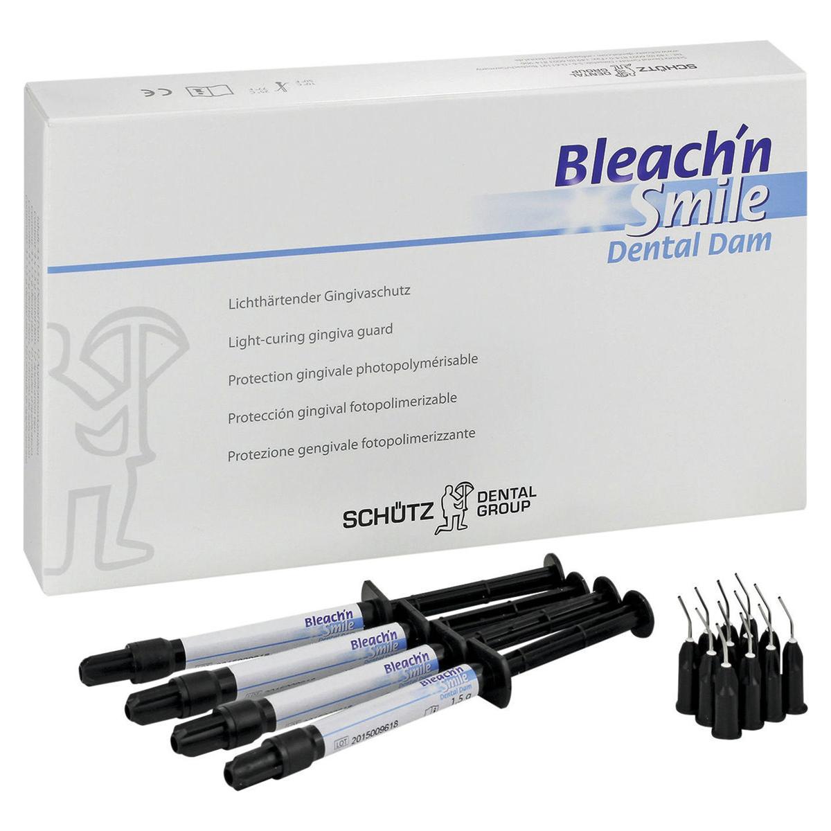 DENTAL DAM BLEACH'N SMILE - 4 siringhe da 1,5 g con puntali applicatori